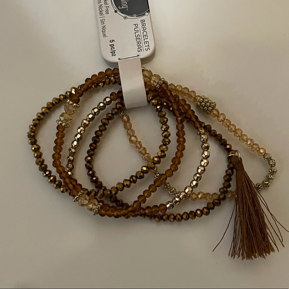 5/pc Beads Landing- Beaded Stretch Bracelet Set